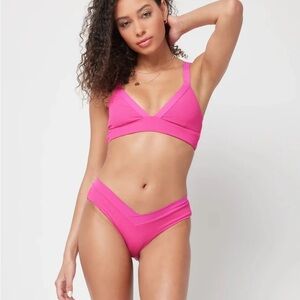 NWOT L*Space Vera Pink Ribbed Top (Medium) and Pratt Classic Bottom (Small)